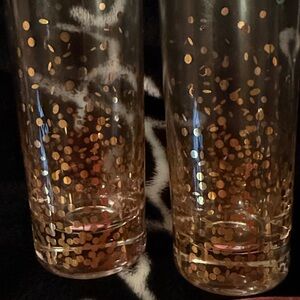 Gold Polka Dot glass Champagne Flutes